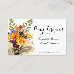 Mixed Bouquet with Big Bow Florist Business Card