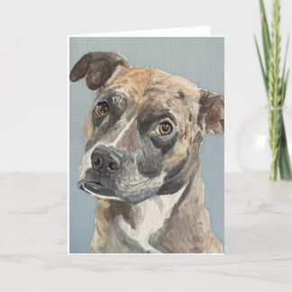 Mixed Boxer Hand-Painted on Canvas Thank You Card