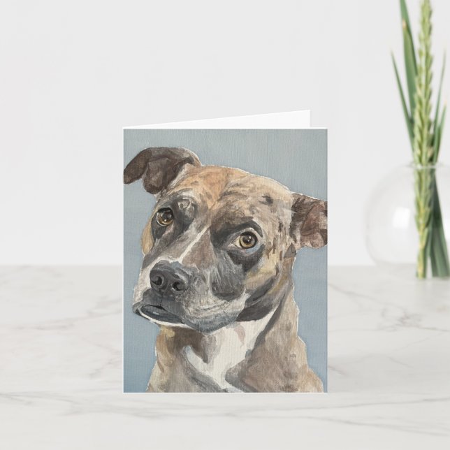 Mixed Boxer Hand-Painted on Canvas Thank You Card (Front)