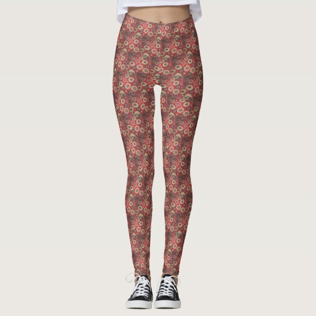 Mixed brown bubble pattern design leggings (Front)