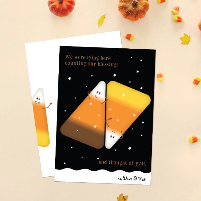 Mixed Candy Corn Couple Fall Holiday Card (Creator Uploaded)