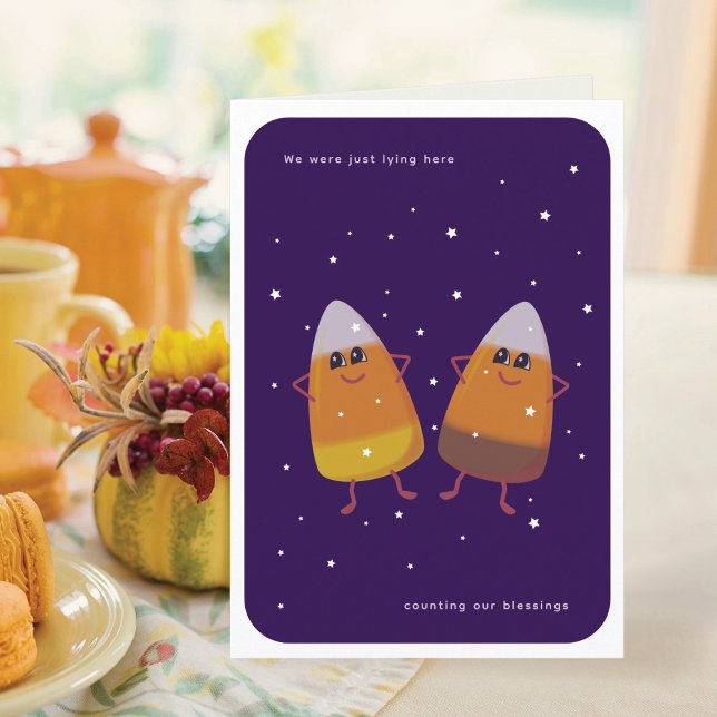 Mixed Candy Corn Duo "Counting Blessings" Fall  Holiday Card (Creator Uploaded)