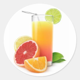 Mixed citrus fruits juice classic round sticker