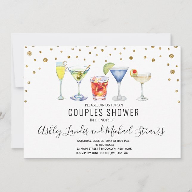 Mixed Cocktail Drinks Couple Wedding Shower Invitation (Front)