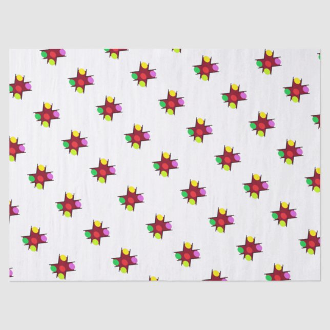 MIXED COLOR PATTERNS ON WHITE BACKGROUND TISSUE PAPER (Front)