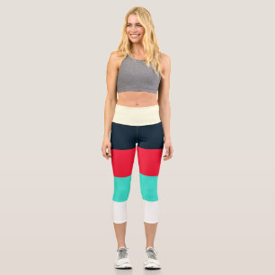 Mixed Color Stripe Capri Leggings