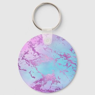 Mixed Colour Abstract Watercolor Print Pattern Key Ring