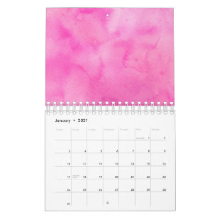 Mixed Colour Dark Pink Abstract Watercolor Print Calendar
