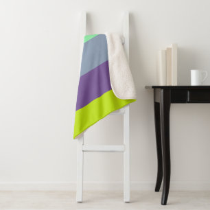 Mixed Colour Stripe Fleece Sherpa Blanket Gift Ide