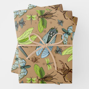 Mixed Colourful Bugs and Insects  Wrapping Paper Sheet