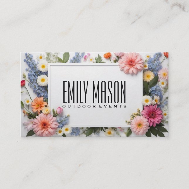 Mixed Colourful Flowers Business Card (Front)