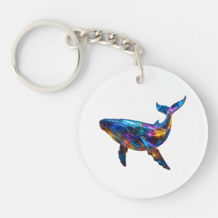 Mixed Colourful Whale – Glowing Glass Body Realist Key Ring