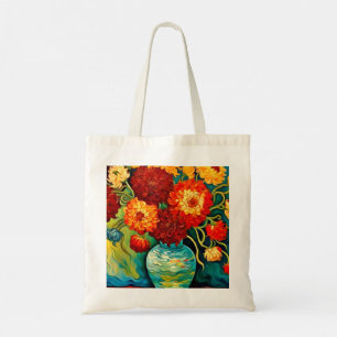 Mixed Dahlias in vase Tote Bag