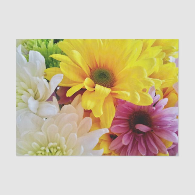 Mixed Daisies Bouquet-Tissue Wrap Paper (Front)