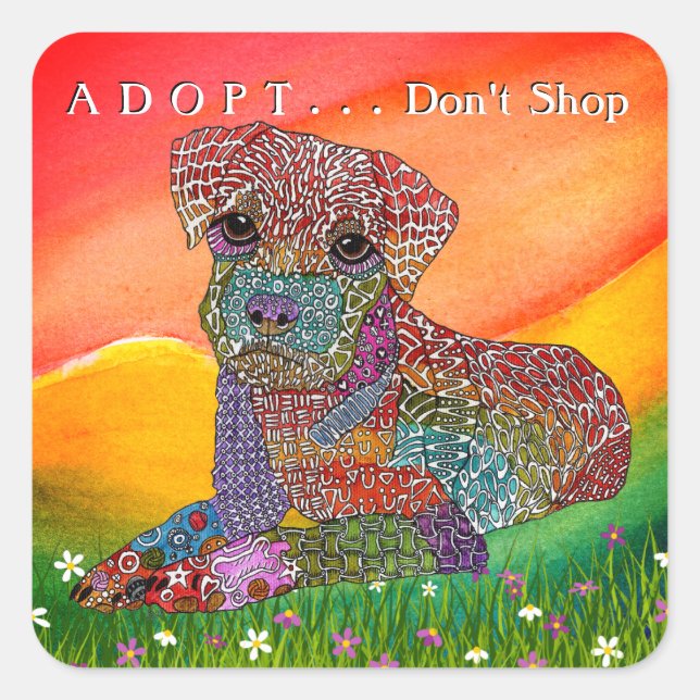 Mixed Dog Breed Adopt Don't Shop Stickers (Front)