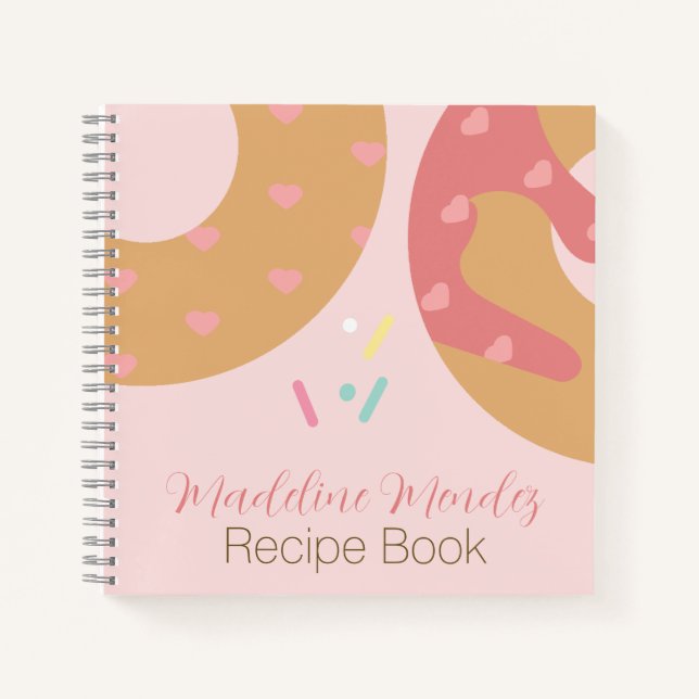 Mixed Doughnuts Sweets Pink Baker Recipe Notebook (Front)