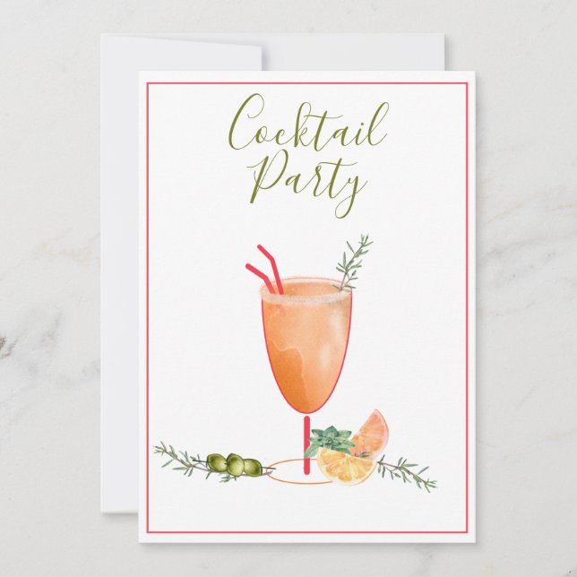 Mixed Drink and Fruits Cocktail Party Invitation (Front)