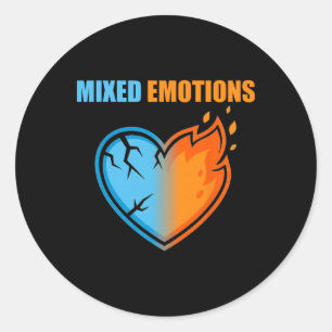 Mixed Emotions Heart Fire And Ice Funny Sarcastic Classic Round Sticker