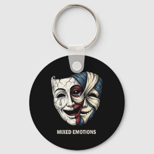 Mixed Emotions Mask Dark Aesthetic Goth Graphic  Key Ring