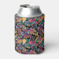Mixed Fall Floral Leaves Berry Watercolor Pattern