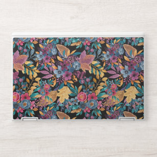 Mixed Fall Floral Leaves Berry Watercolor Pattern HP Laptop Skin