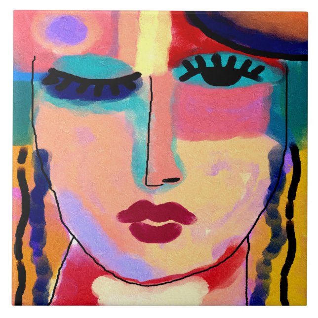 Mixed Feelings Abstract Digital Painting  Ceramic Tile (Front)