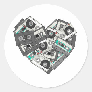 Mixed Feelings Cassette Tape Heart Classic Round Sticker