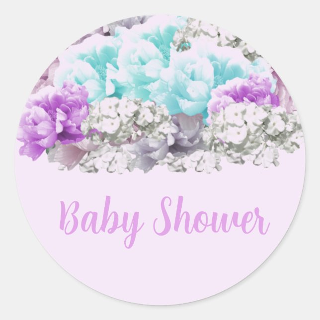 Mixed Floral Bouquet Baby Shower  Classic Round Sticker (Front)