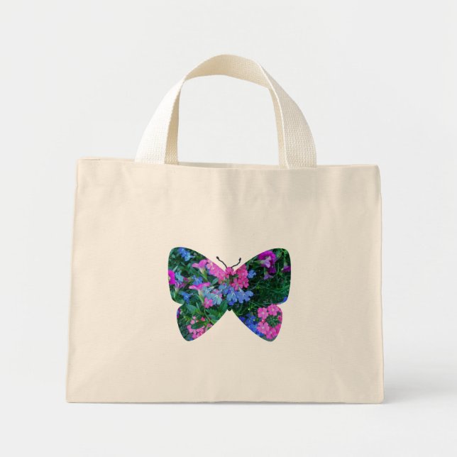 Mixed Flowers Butterfly Tote Bag (Front)