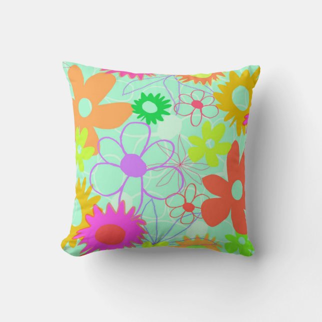 Mixed Flowers Cushion (Front)