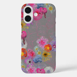 Mixed flowers in modern art iPhone 16 case