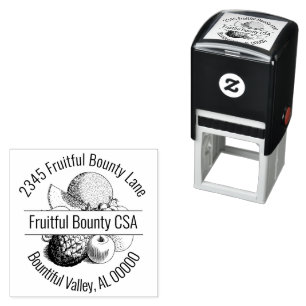 Mixed Fruit Artwork Circular Custom Address Name Self-inking Stamp