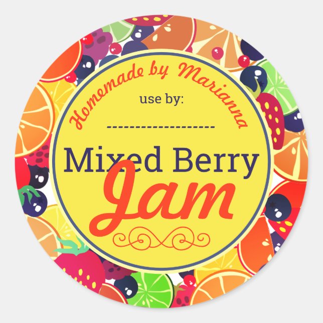 Mixed fruit berries jam pie filling canning label (Front)