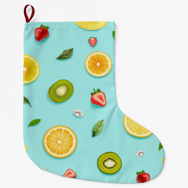 Mixed Fruit Large Christmas Stocking (Front)