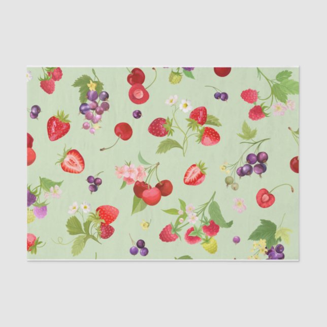 Mixed Fruit Pastel Green   Tissue Paper (Front)