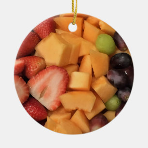 Mixed Fruit Photo Ceramic Ornament