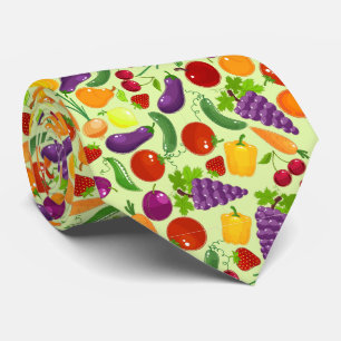 mixed fruit vegetables tiled pattern tie