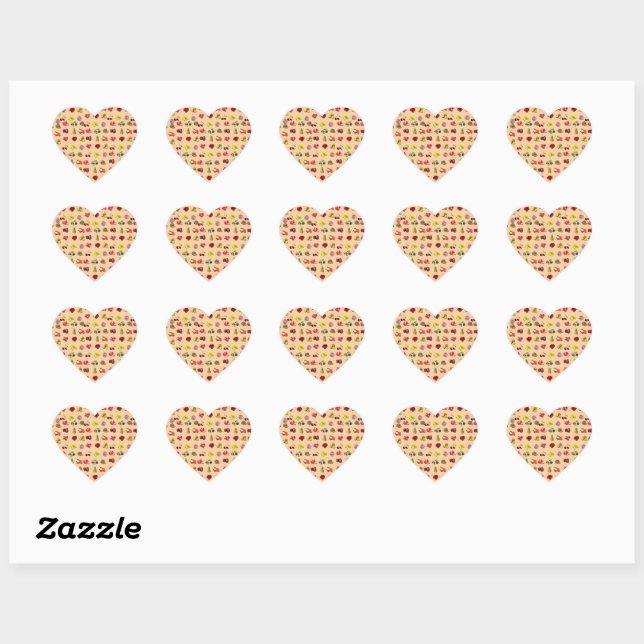Mixed Fruits,  Heart Sticker (Sheet)