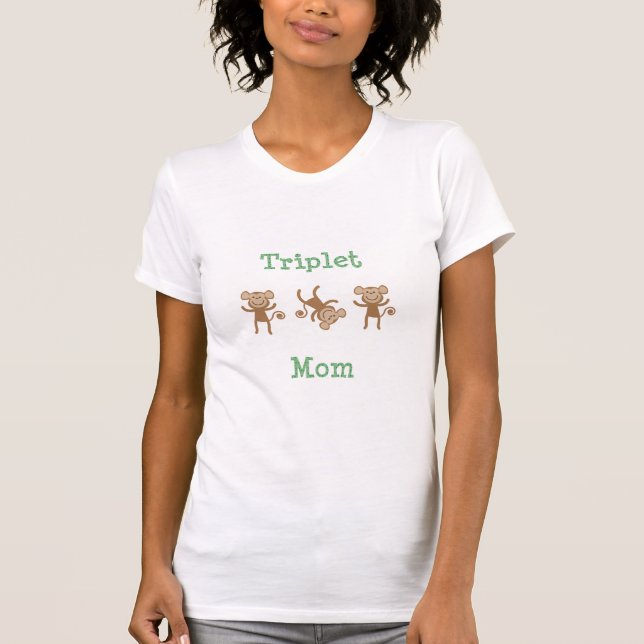 Mixed Gender Triplet Mum Monkey T-Shirt (Front)