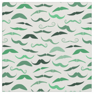 Mixed Green Mustaches Pattern Fabric