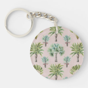 Mixed Green Palm Trees Key Ring