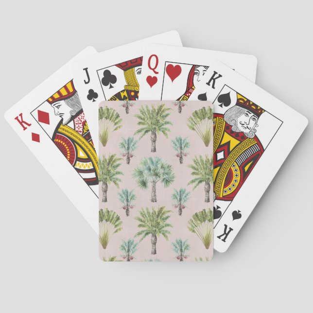 Mixed Green Palm Trees Playing Cards (Back)