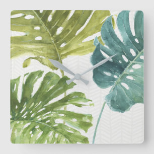 Mixed Greens   Tropical Palms Square Wall Clock