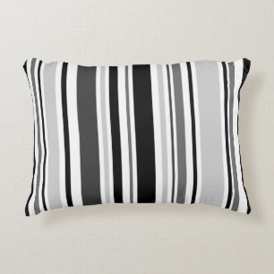 Mixed Grey, Black, White Stripes Accent pillow
