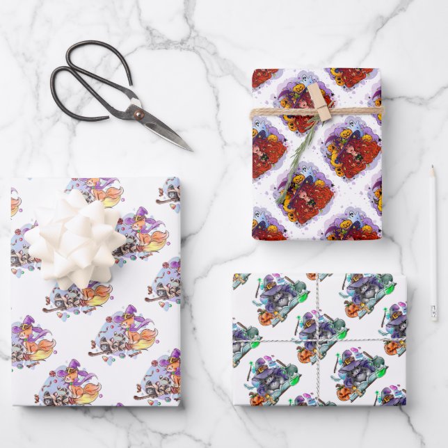 Mixed Halloween  Wrapping Paper Sheets (Front)