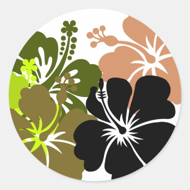 Mixed Hibiscus Classic Round Sticker (Front)