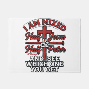 Mixed Jesus and Peter Vintage Christian Humour Doormat