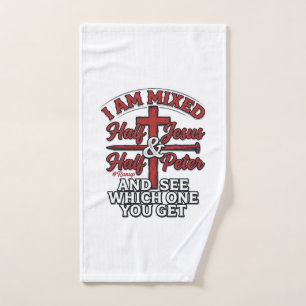 Mixed Jesus and Peter Vintage Christian Humour Hand Towel