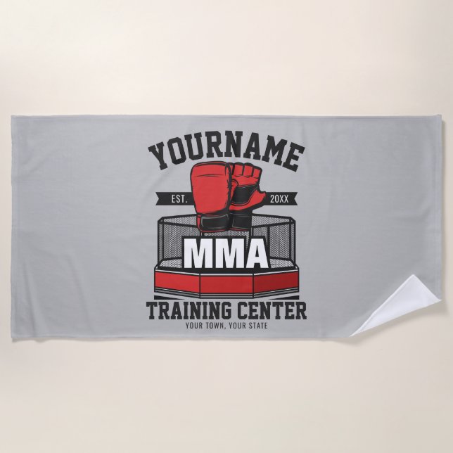 Mixed Martial Arts ADD NAME MMA Fight Training Beach Towel (Front)