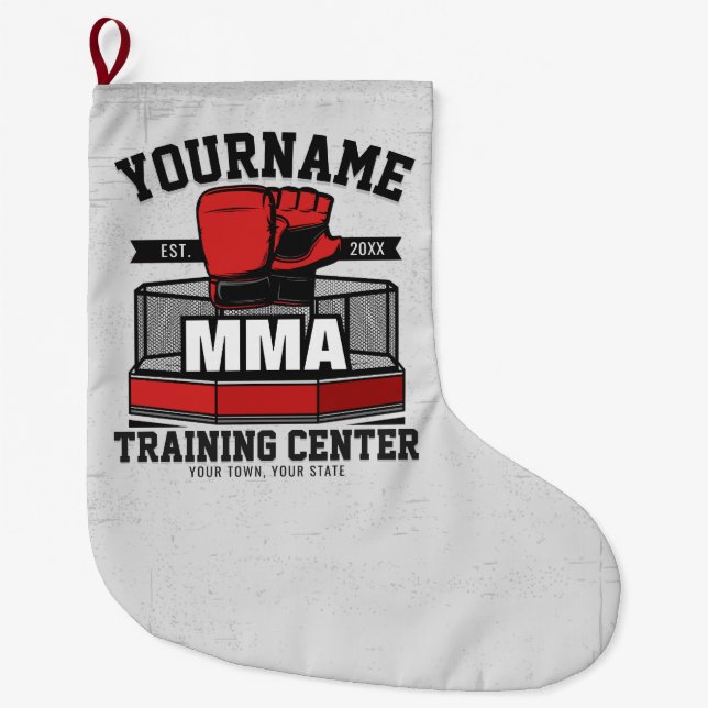Mixed Martial Arts ADD NAME MMA Fight Training Large Christmas Stocking (Front)